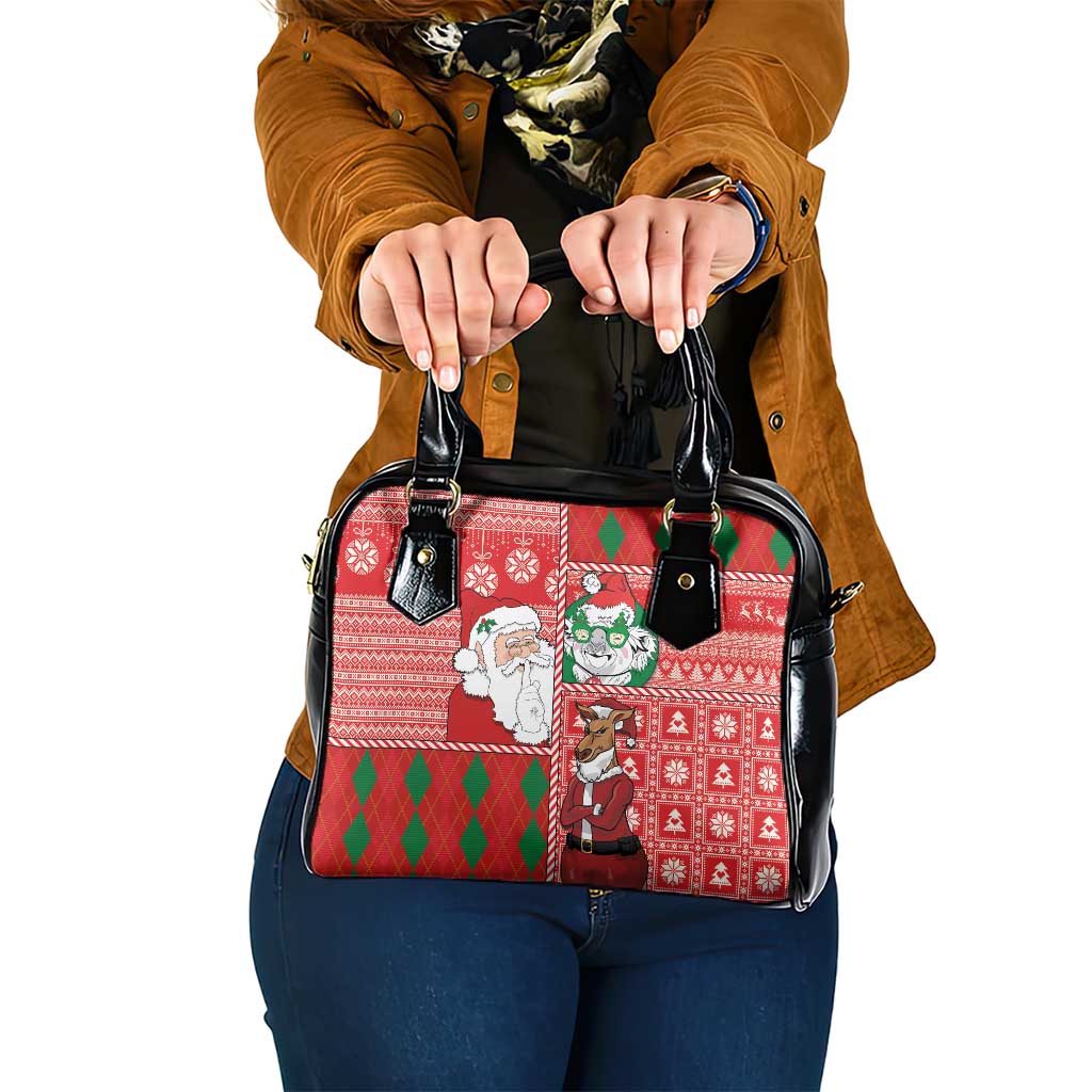 Australian Christmas Shoulder Handbag - Santa Koala Kangaroo and Holiday Cheer LT03 One Size Red - Polynesian Pride