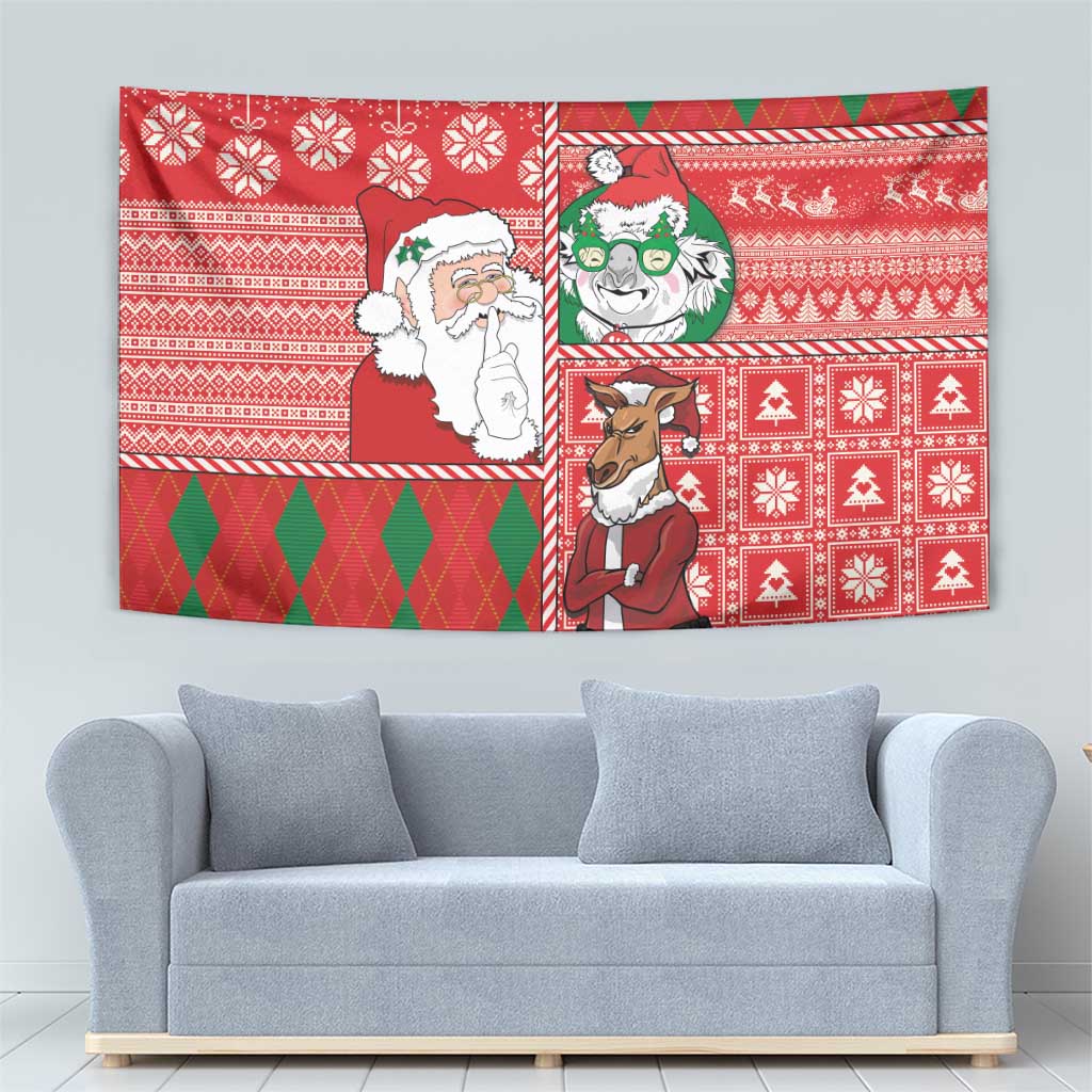 Australian Christmas Tapestry - Santa Koala Kangaroo and Holiday Cheer