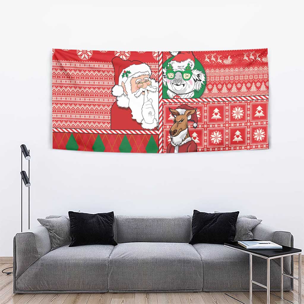 Australian Christmas Tapestry - Santa Koala Kangaroo and Holiday Cheer