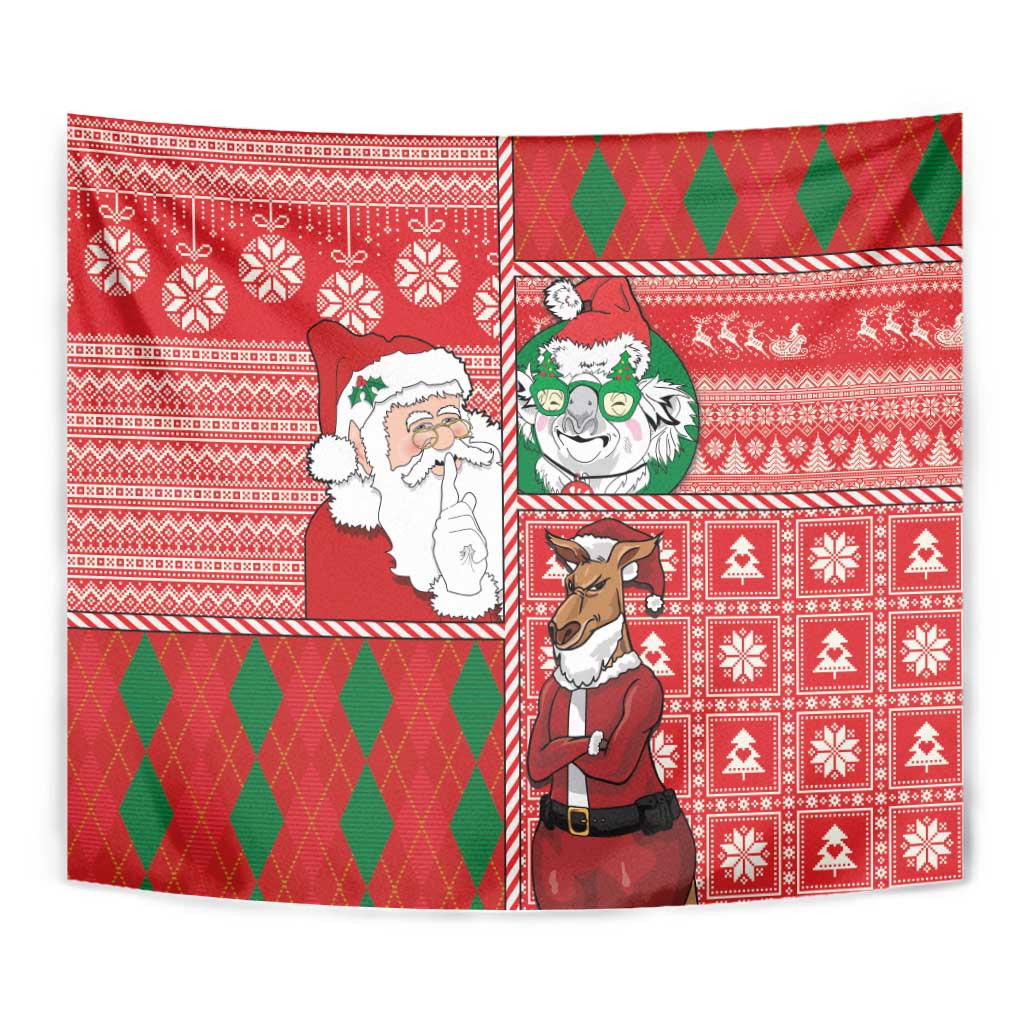 Australian Christmas Tapestry - Santa Koala Kangaroo and Holiday Cheer