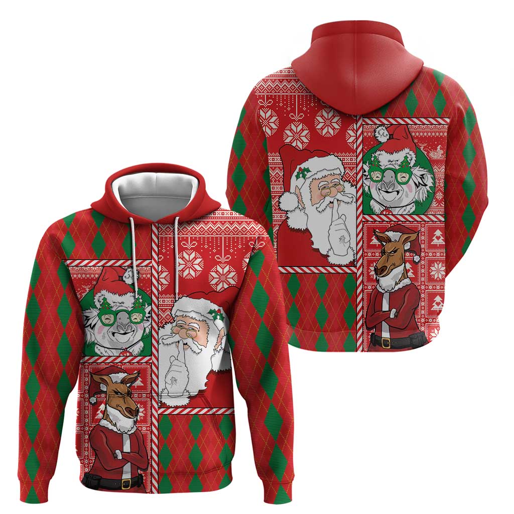 Australian Christmas Zip Hoodie - Santa Koala Kangaroo and Holiday Cheer