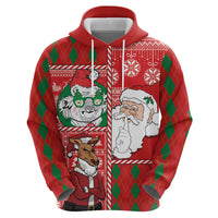 Australian Christmas Zip Hoodie - Santa Koala Kangaroo and Holiday Cheer