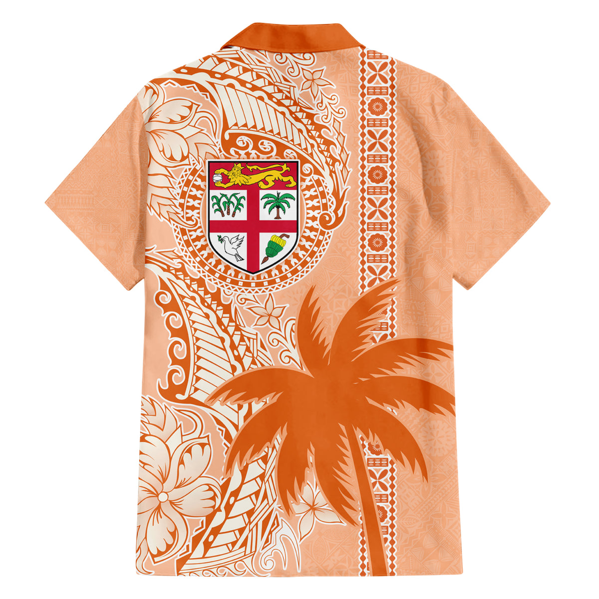 Bula Fiji Hawaiian Shirt Tropical Flower and Tapa Pattern Peach Fuzz Color LT03 - Polynesian Pride