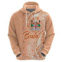 Bula Fiji Hoodie Tropical Flower and Tapa Pattern Peach Fuzz Color LT03 - Polynesian Pride