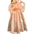 Bula Fiji Kid Short Sleeve Dress Tropical Flower and Tapa Pattern Peach Fuzz Color LT03 - Polynesian Pride