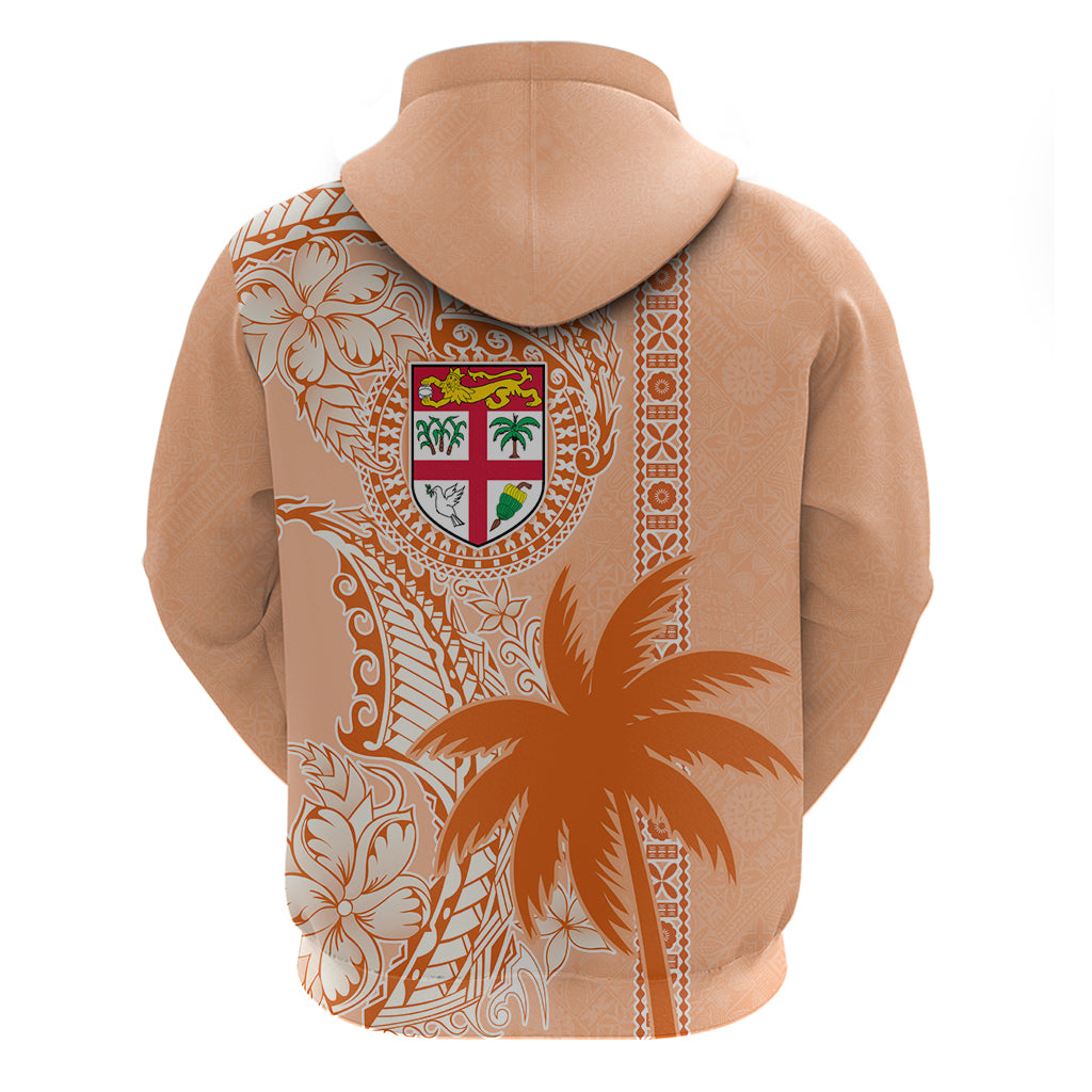 Bula Fiji Zip Hoodie Tropical Flower and Tapa Pattern Peach Fuzz Color LT03 - Polynesian Pride
