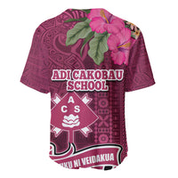 Fiji Adi Cakobau School Baseball Jersey Tropical Flower and Tapa Pattern LT03 - Polynesian Pride