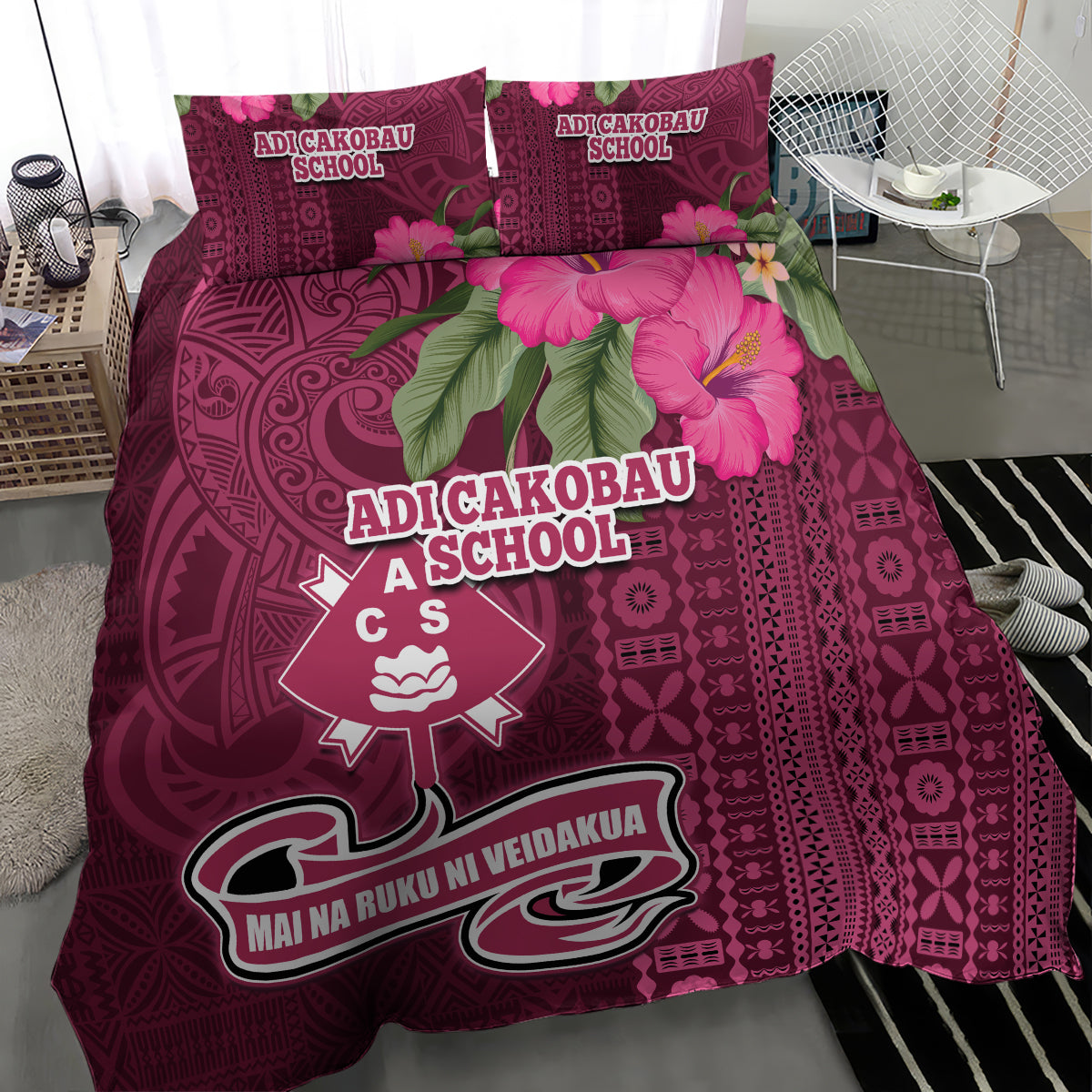Fiji Adi Cakobau School Bedding Set Tropical Flower and Tapa Pattern LT03 - Polynesian Pride