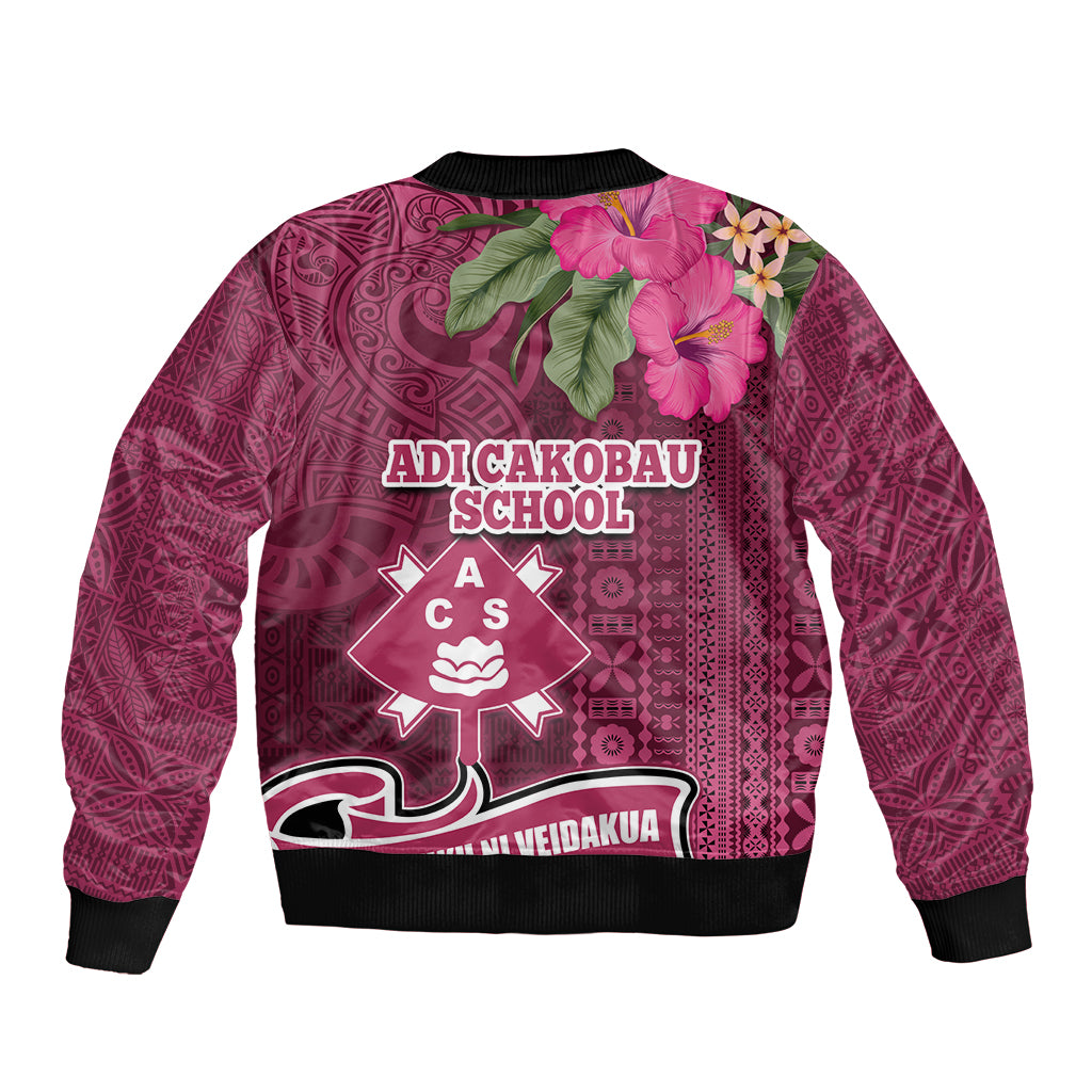 Fiji Adi Cakobau School Bomber Jacket Tropical Flower and Tapa Pattern LT03 - Polynesian Pride