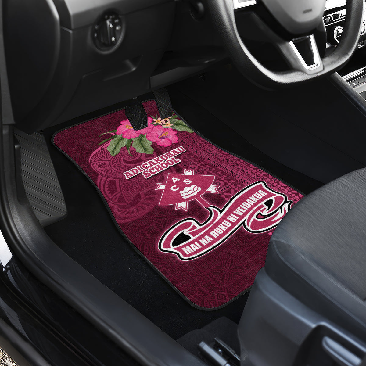 Fiji Adi Cakobau School Car Mats Tropical Flower and Tapa Pattern LT03 - Polynesian Pride