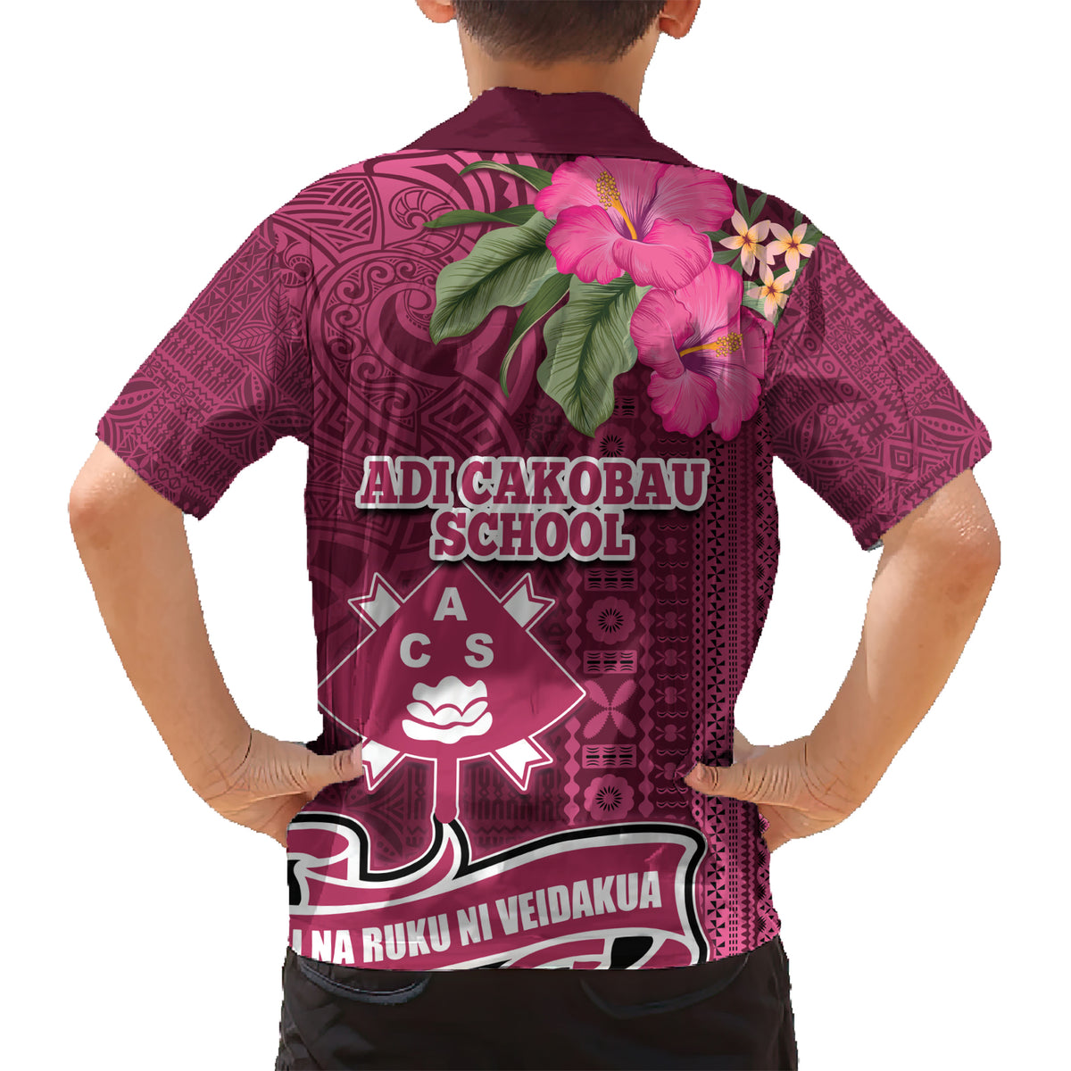 Fiji Adi Cakobau School Kid Hawaiian Shirt Tropical Flower and Tapa Pattern LT03 - Polynesian Pride