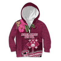 Fiji Adi Cakobau School Kid Hoodie Tropical Flower and Tapa Pattern LT03 Zip Hoodie Pink - Polynesian Pride