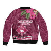 Fiji Adi Cakobau School Sleeve Zip Bomber Jacket Tropical Flower and Tapa Pattern LT03 - Polynesian Pride