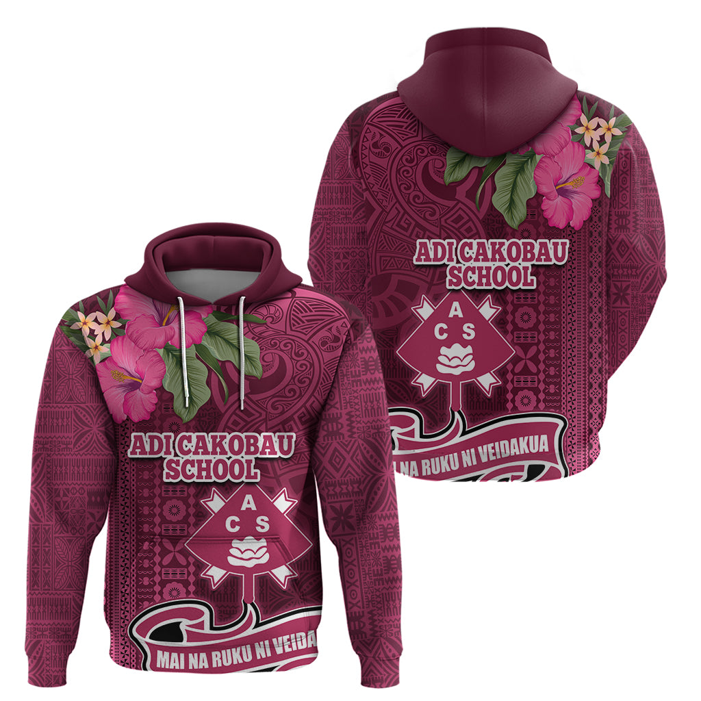 Fiji Adi Cakobau School Zip Hoodie Tropical Flower and Tapa Pattern LT03 - Polynesian Pride