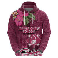 Fiji Adi Cakobau School Zip Hoodie Tropical Flower and Tapa Pattern LT03 - Polynesian Pride