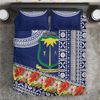 Fiji Natabua High School Bedding Set Tropical Flower and Tapa Pattern Blue Style LT03 Blue - Polynesian Pride
