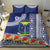 Fiji Natabua High School Bedding Set Tropical Flower and Tapa Pattern Blue Style LT03 - Polynesian Pride