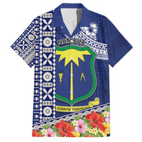Fiji Natabua High School Family Matching Tank Maxi Dress and Hawaiian Shirt Tropical Flower and Tapa Pattern Blue Style LT03 Dad's Shirt - Short Sleeve Blue - Polynesian Pride