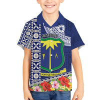Fiji Natabua High School Kid Hawaiian Shirt Tropical Flower and Tapa Pattern Blue Style LT03 Kid Blue - Polynesian Pride