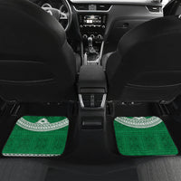 Fiji Natabua High School Car Mats Tropical Flower and Tapa Pattern Green Style LT03 - Polynesian Pride