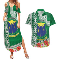 Fiji Natabua High School Couples Matching Summer Maxi Dress and Hawaiian Shirt Tropical Flower and Tapa Pattern Green Style LT03 Green - Polynesian Pride
