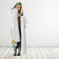 Fiji Natabua High School Hooded Blanket Tropical Flower and Tapa Pattern Green Style LT03 - Polynesian Pride