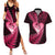 New Zealand Valentine Day Couples Matching Summer Maxi Dress and Hawaiian Shirt Aotearoa Warrior Love Story Silver Fern Koru Pink Style LT03 Pink - Polynesian Pride
