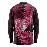New Zealand Valentine Day Long Sleeve Shirt Aotearoa Warrior Love Story Silver Fern Koru Pink Style LT03 - Polynesian Pride