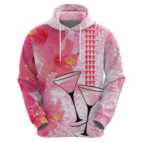 Hawaiian Cocktail Valentine Day Hoodie Hibiscus Kakau Pattern Pink Version LT03 - Polynesian Pride