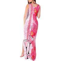 Hawaiian Cocktail Valentine Day Tank Maxi Dress Hibiscus Kakau Pattern Pink Version LT03 - Polynesian Pride