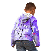 Hawaiian Cocktail Valentine Day Kid Hoodie Hibiscus Kakau Pattern Purple Version LT03 - Polynesian Pride