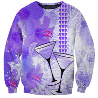 Hawaiian Cocktail Valentine Day Sweatshirt Hibiscus Kakau Pattern Purple Version LT03 Unisex Purple - Polynesian Pride