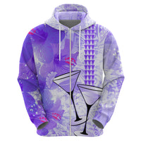 Hawaiian Cocktail Valentine Day Zip Hoodie Hibiscus Kakau Pattern Purple Version LT03 - Polynesian Pride