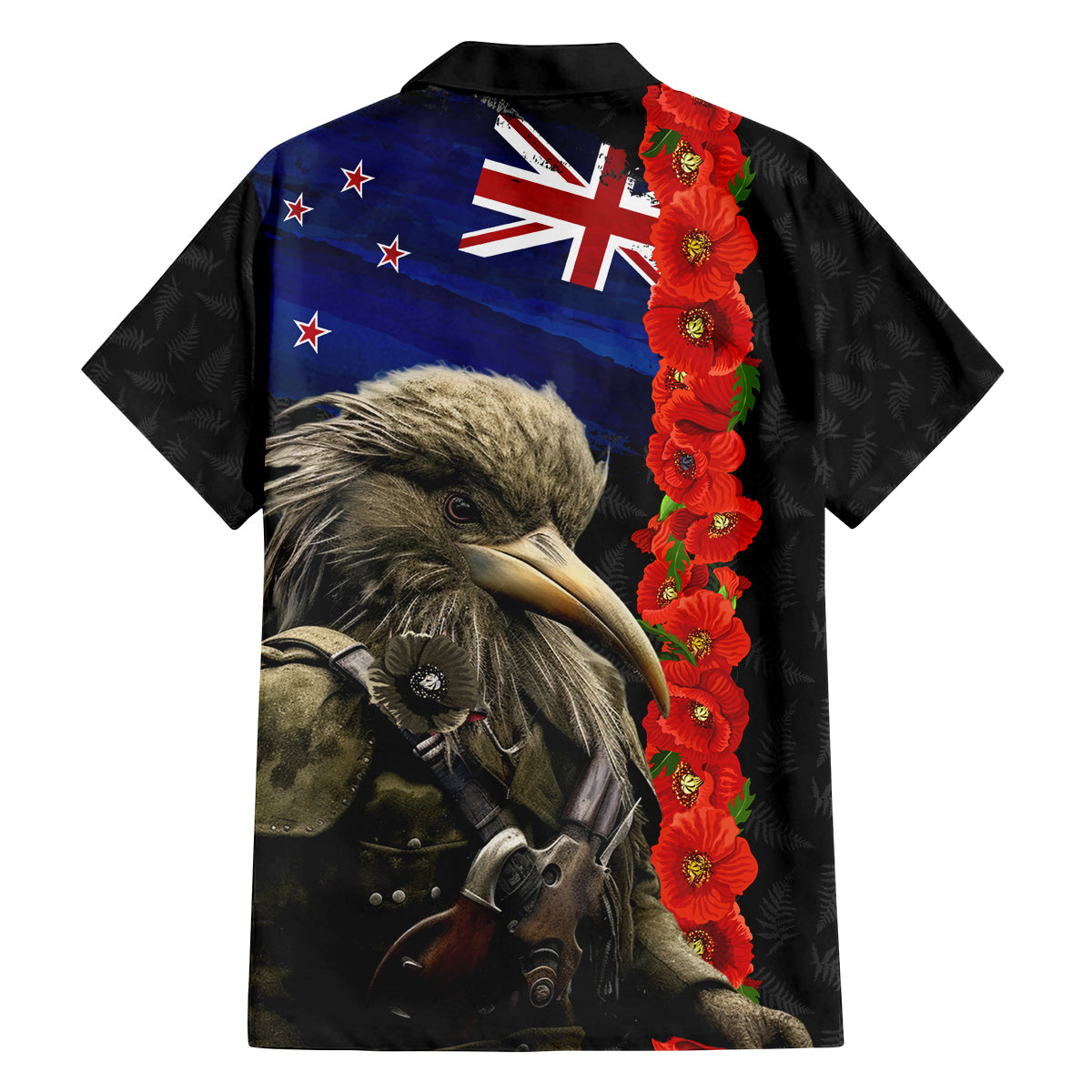 New Zealand Kiwi Soldier ANZAC Family Matching Puletasi and Hawaiian Shirt Red Poppy Flower and Silver Fern Pattern LT03 - Polynesian Pride