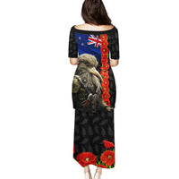 New Zealand Kiwi Soldier ANZAC Family Matching Puletasi and Hawaiian Shirt Red Poppy Flower and Silver Fern Pattern LT03 - Polynesian Pride