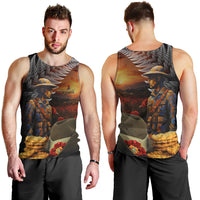 Slouch Hat and Biscuits ANZAC Men Tank Top with Soldier Silver Fern LT03 - Polynesian Pride