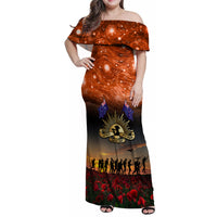 The Rising Sun Badge ANZAC Family Matching Off Shoulder Maxi Dress and Hawaiian Shirt Last Post Field of Poppy Starry Night Style LT03 Mom's Dress Black - Polynesian Pride