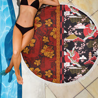 Pan-Pacific Festival Beach Blanket Hawaiian Tribal and Japanese Pattern Together Culture