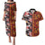 Pan-Pacific Festival Couples Matching Puletasi and Hawaiian Shirt Hawaiian Tribal and Japanese Pattern Together Culture