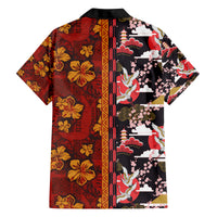Japanese Culture Hawaii Style Family Matching Off The Shoulder Long Sleeve Dress and Hawaiian Shirt Hawaiian Tribal and Japanese Pattern Together Culture LT03 - Polynesian Pride