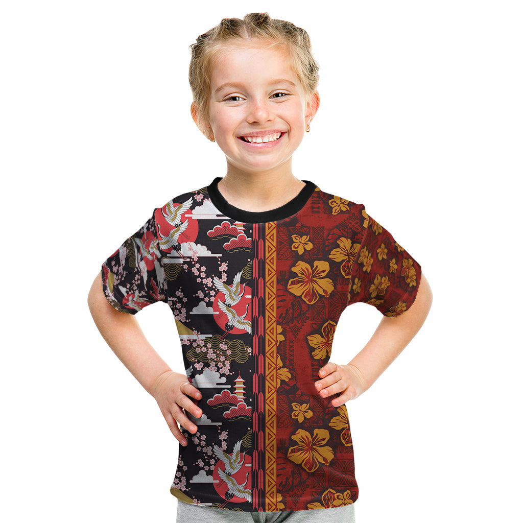 Pan-Pacific Festival Kid T Shirt Hawaiian Tribal and Japanese Pattern Together Culture