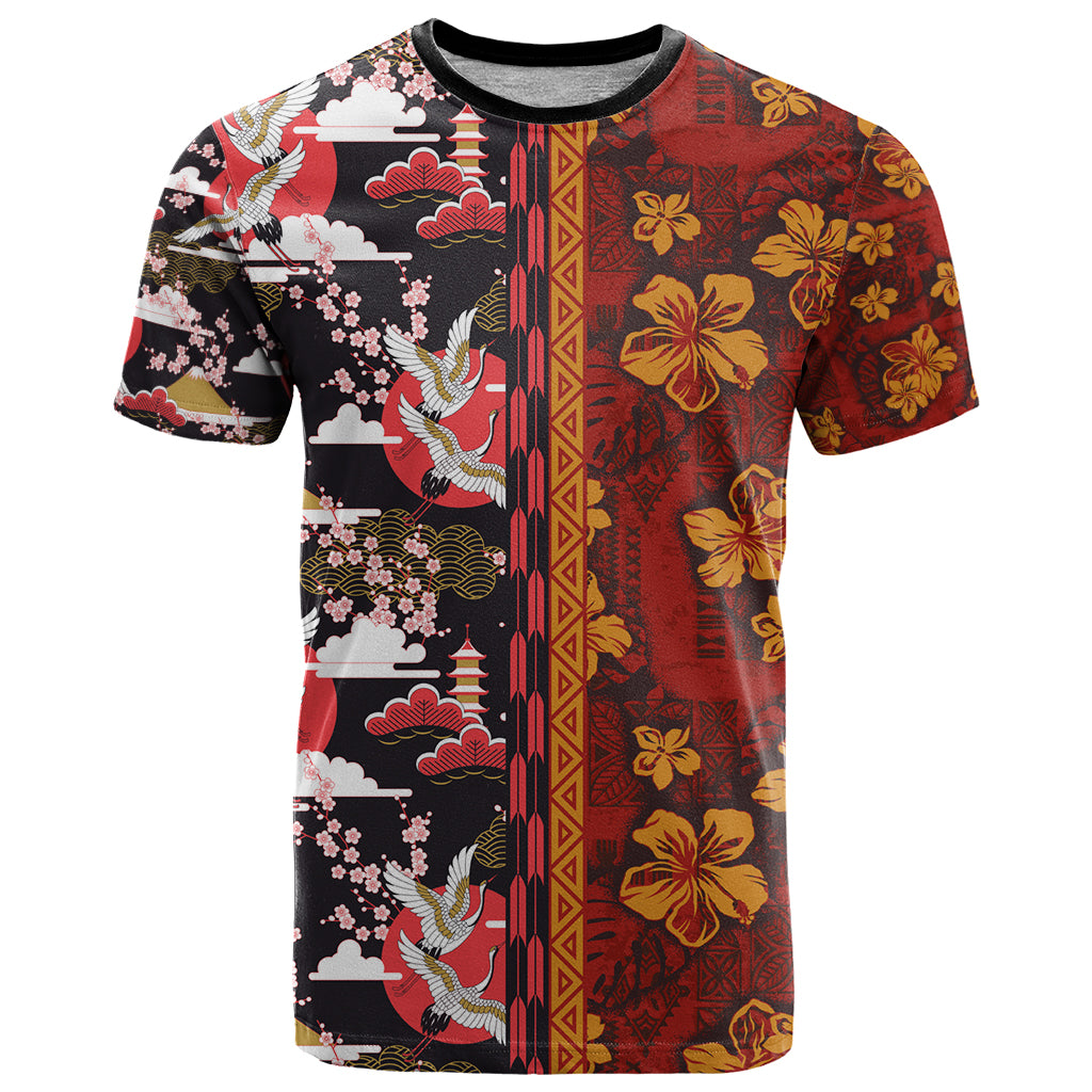 Pan-Pacific Festival T Shirt Hawaiian Tribal and Japanese Pattern Together Culture