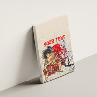 Personalised Pan-Pacific Festival Canvas Wall Art Japanese Samurai with Hawaiian Pattern