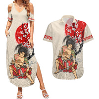 Personalised Pan-Pacific Festival Couples Matching Summer Maxi Dress and Hawaiian Shirt Japanese Samurai with Hawaiian Pattern