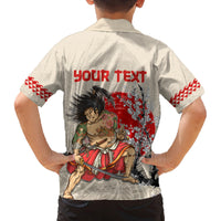Personalised Japanese Culture Hawaii Style Family Matching Off The Shoulder Long Sleeve Dress and Hawaiian Shirt Japanese Samurai with Hawaiian Pattern LT03 - Polynesian Pride