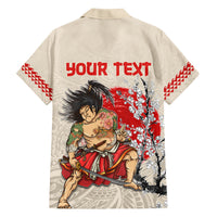 Personalised Japanese Culture Hawaii Style Family Matching Off The Shoulder Long Sleeve Dress and Hawaiian Shirt Japanese Samurai with Hawaiian Pattern LT03 - Polynesian Pride