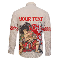 Personalised Japanese Culture Hawaii Style Family Matching Off Shoulder Short Dress and Hawaiian Shirt Japanese Samurai with Hawaiian Pattern LT03 - Polynesian Pride