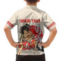 Personalised Japanese Culture Hawaii Style Family Matching Short Sleeve Bodycon Dress and Hawaiian Shirt Japanese Samurai with Hawaiian Pattern LT03 - Polynesian Pride