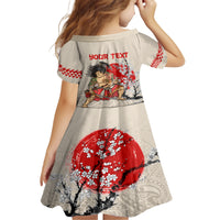 Personalised Pan-Pacific Festival Kid Short Sleeve Dress Japanese Samurai with Hawaiian Pattern