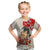 Personalised Pan-Pacific Festival Kid T Shirt Japanese Samurai with Hawaiian Pattern